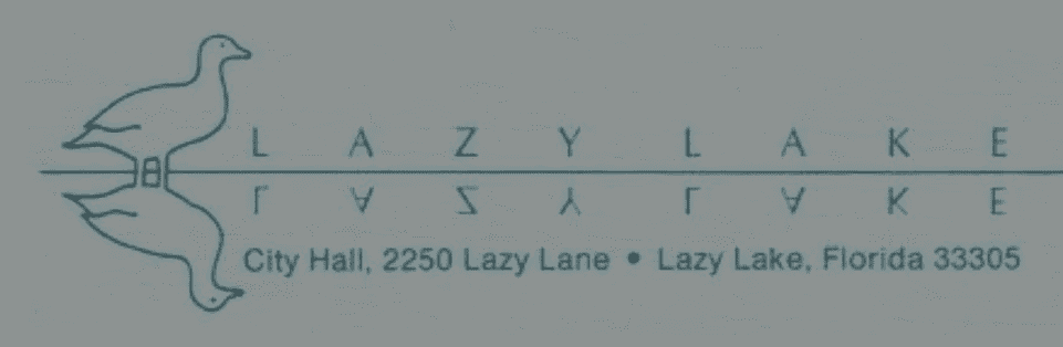 Lazy Lake City Hall logo with mirrored duck