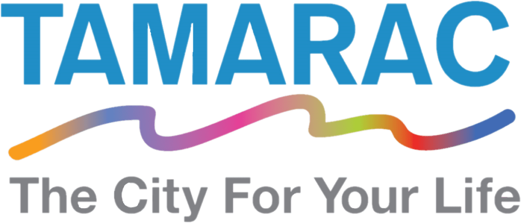 Tamarac city logo with colorful squiggle