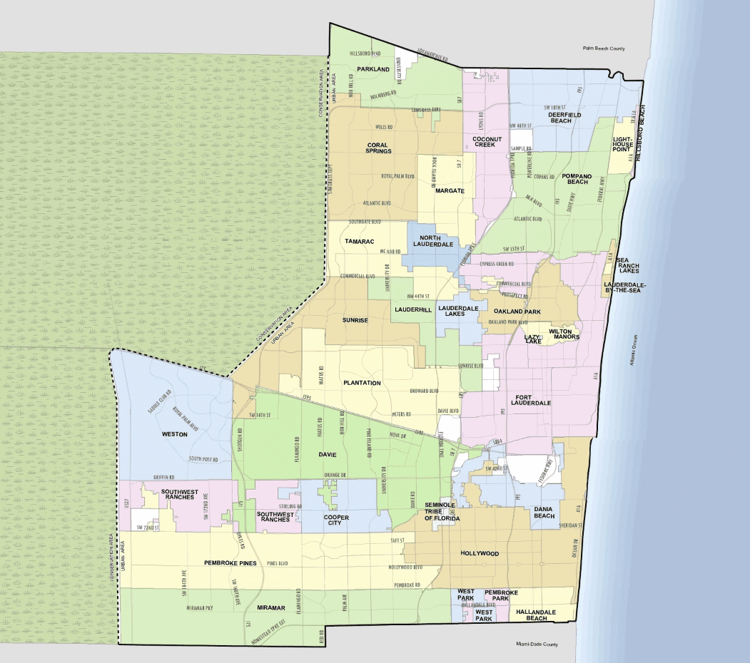 Color-coded map of coastal county neighborhoods