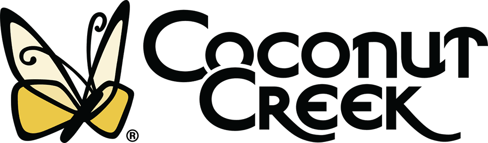 Coconut Creek logo with yellow stylized butterfly
